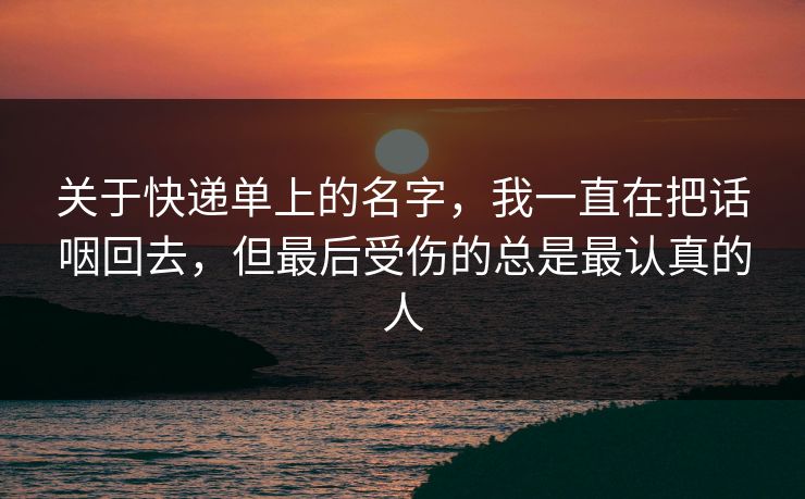 关于快递单上的名字，我一直在把话咽回去，但最后受伤的总是最认真的人