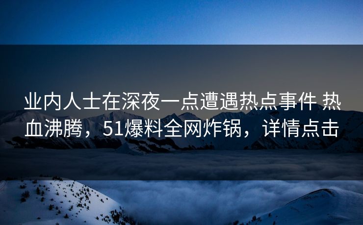 业内人士在深夜一点遭遇热点事件 热血沸腾，51爆料全网炸锅，详情点击