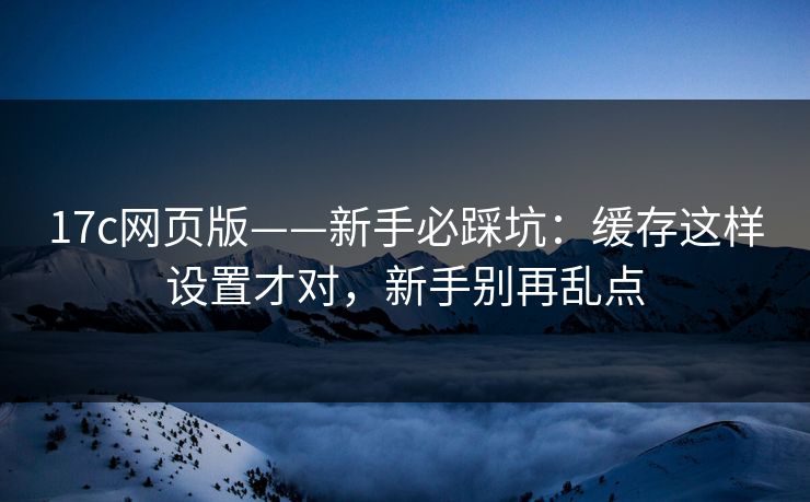 17c网页版——新手必踩坑：缓存这样设置才对，新手别再乱点